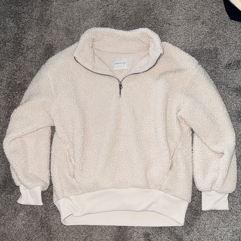 American Eagle Outfitters Cream Sherpa Sweatshirt